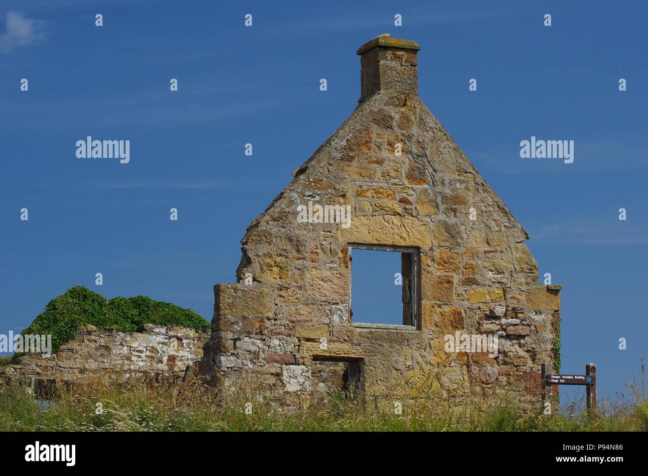 Ruined Cottage on the Fife Coast Path. Boarhills, Fife, Scotland, UK