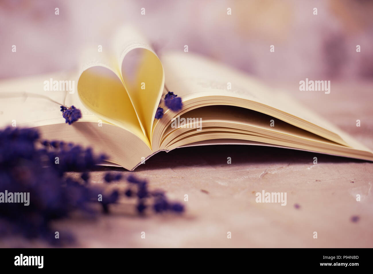 Heart shaped book pages Stock Photo