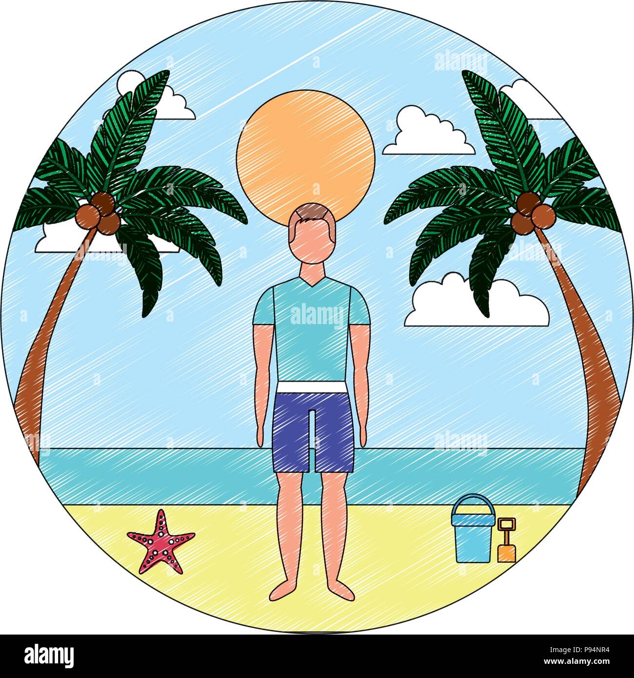 man in swimsuit on beach tropical Stock Vector Image & Art - Alamy