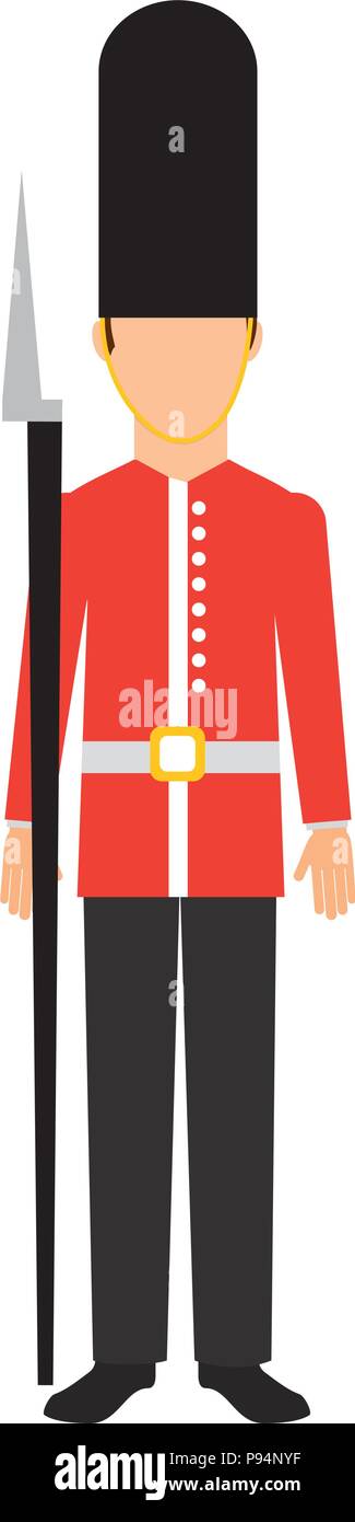 royal british guard with bearskin hat and weapon Stock Vector