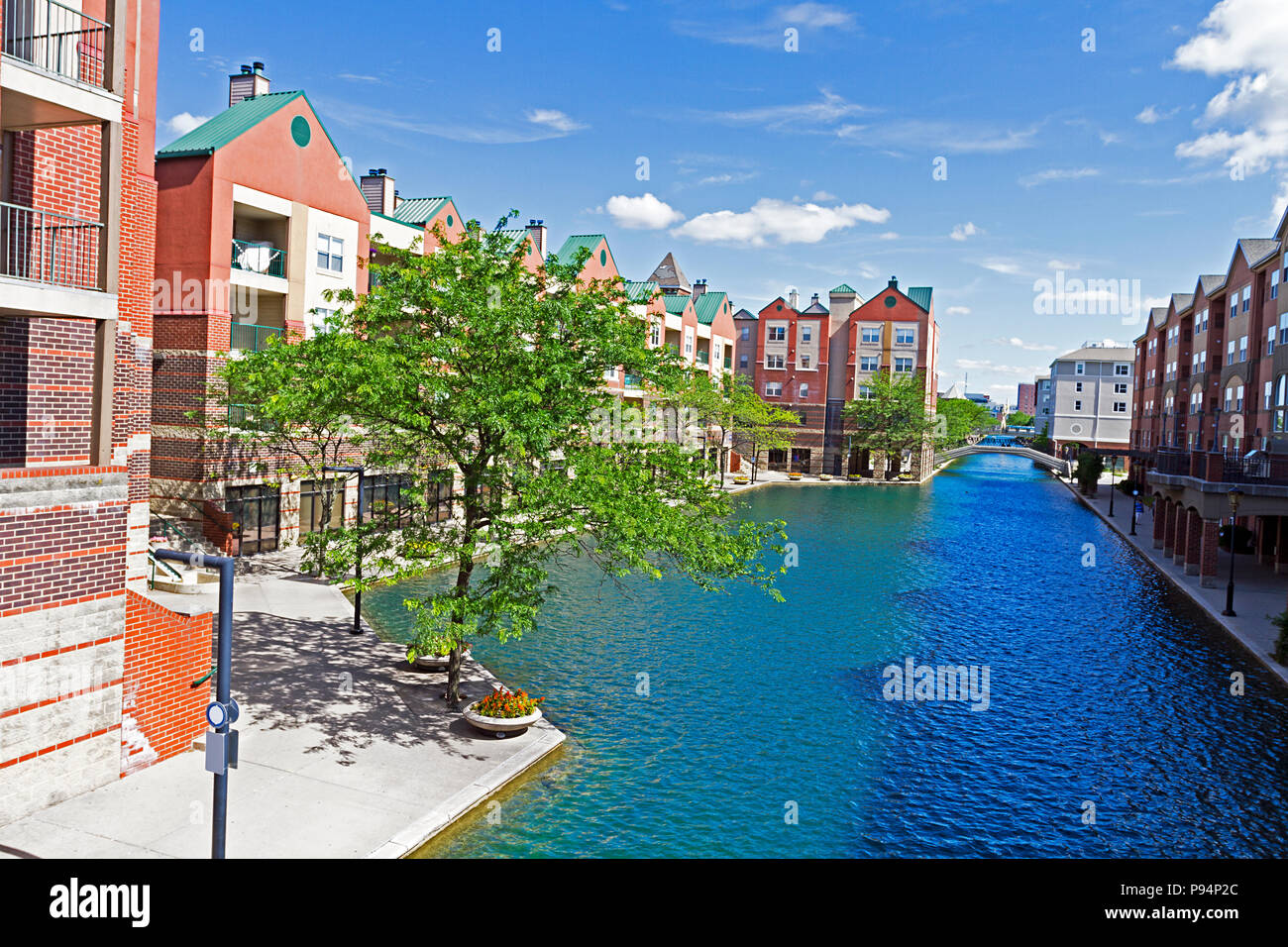 Canal and beautiful waterfront architecture in downtown Indianapolis