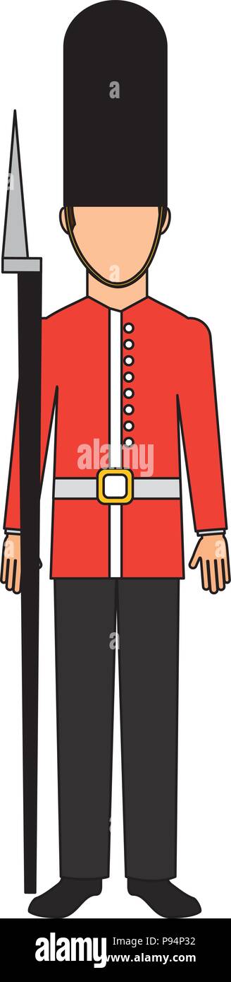 royal british guard with bearskin hat and weapon Stock Vector