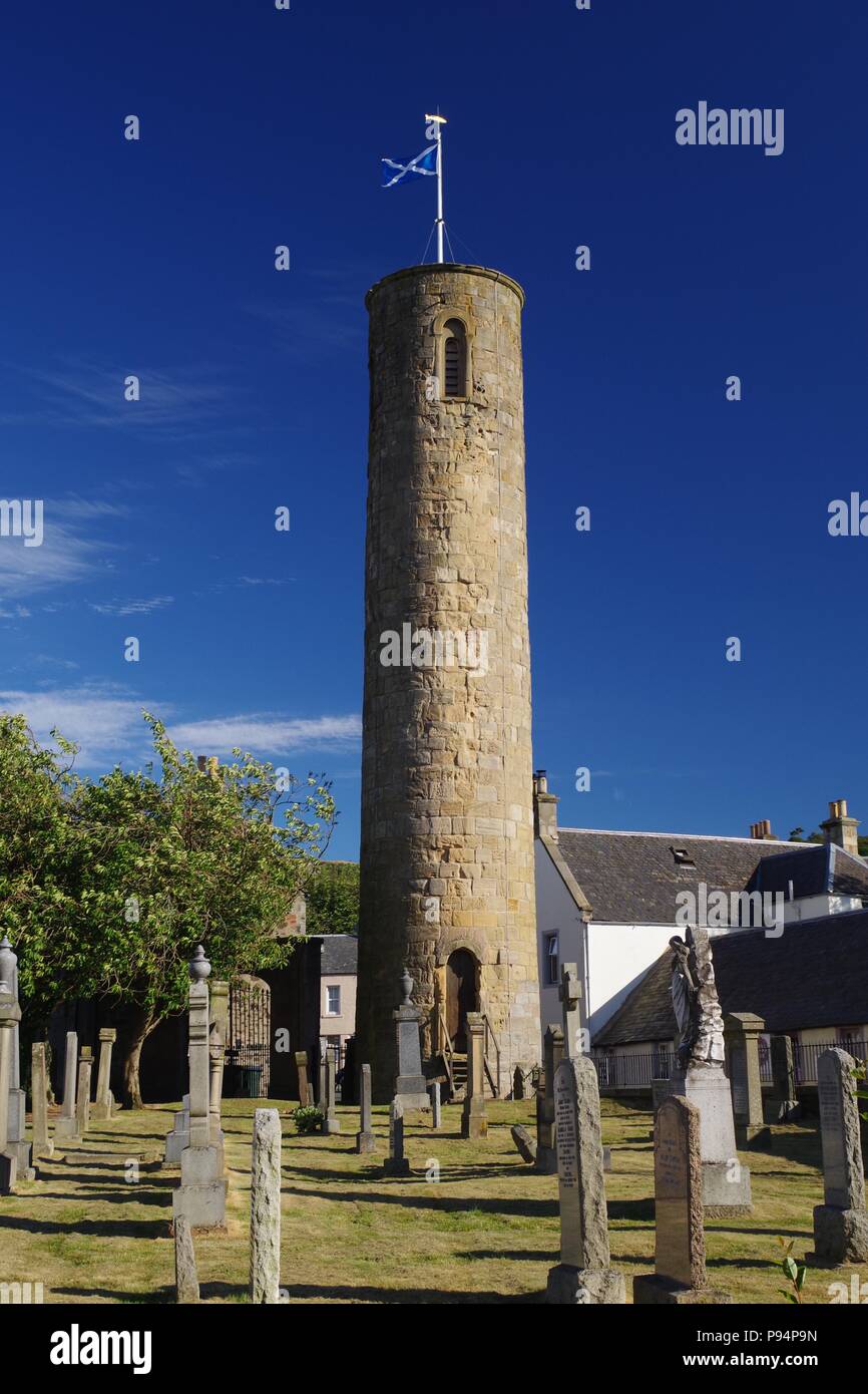 11th Century Round Tower and Graveyard. Perth, Scotland, UK