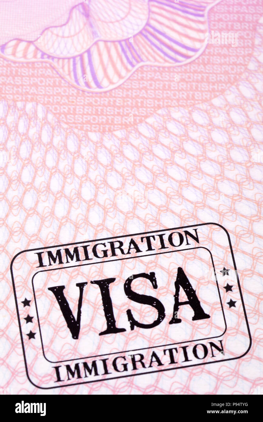 Immigration visa stamp passport page close up Stock Photo Alamy