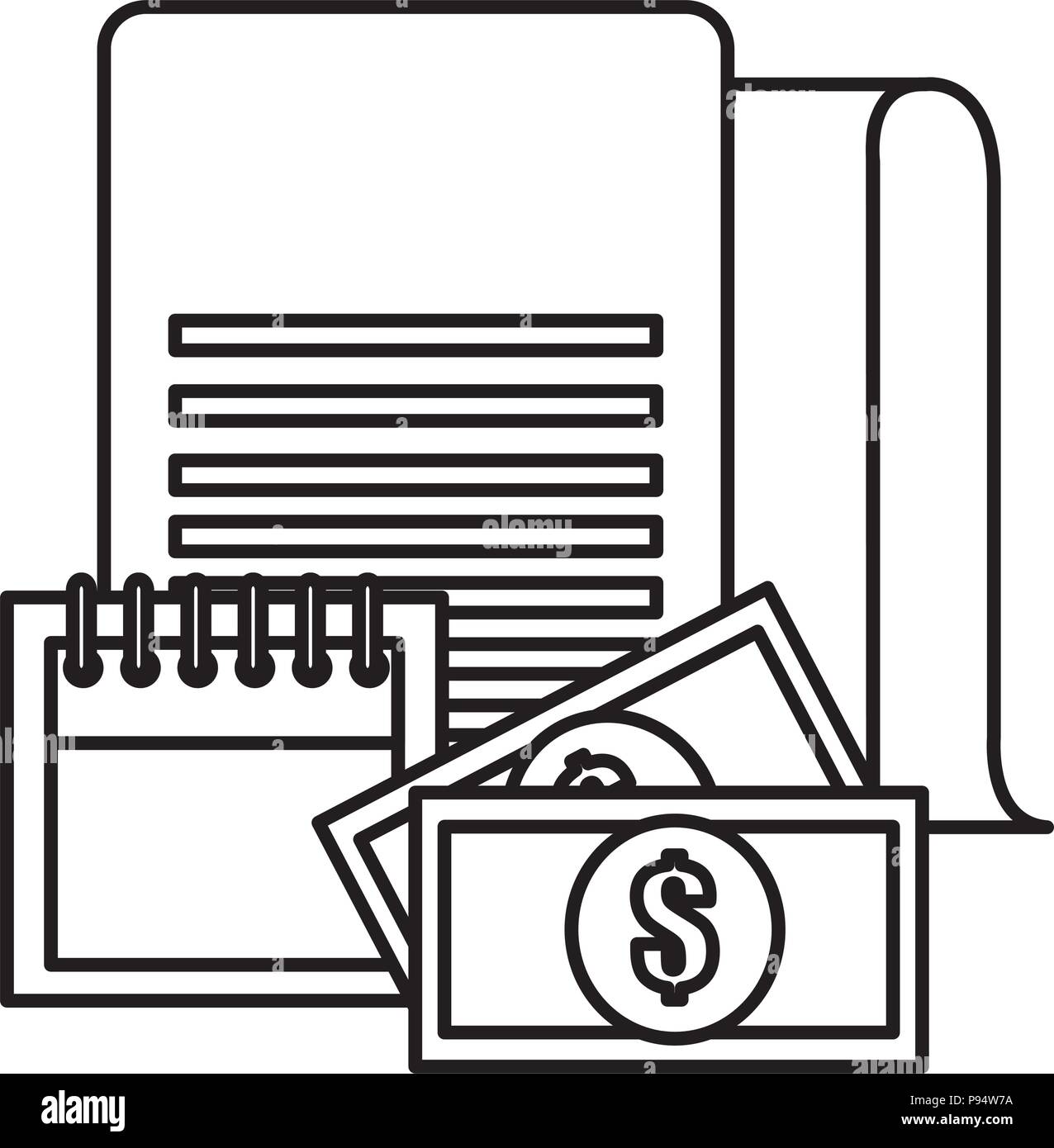 documents with calendar and money Stock Vector