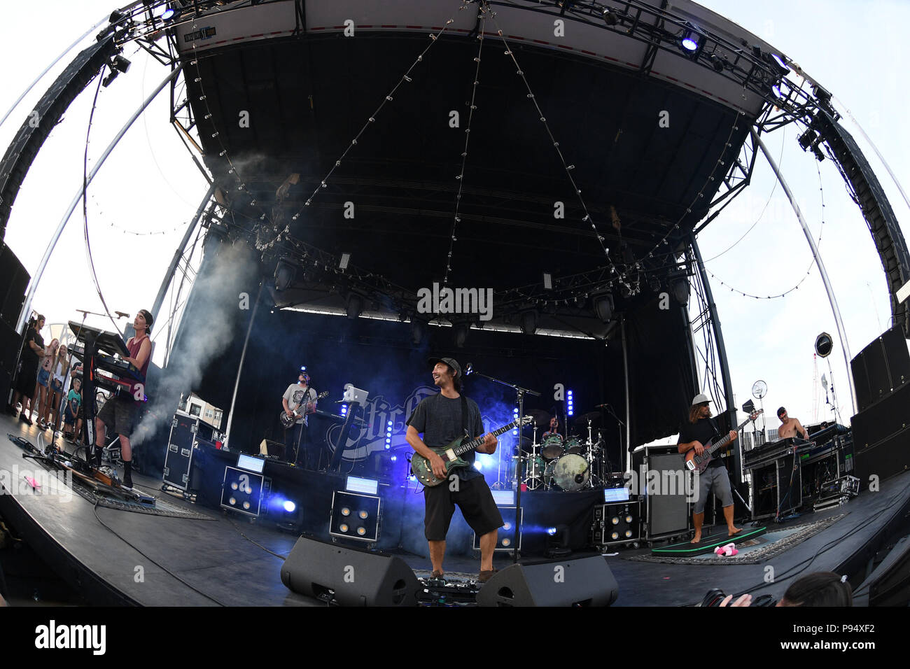 Portsmouth, VIRGINIA, USA. 13th July, 2018. STICK FIGURE brings some American reggae and dub to THE Union Bank and Trust Pavillion in PORTSMOUTH, VIRGINIA on 13 JULY 2018. © Jeff Moore 2018 Credit: Jeff Moore/ZUMA Wire/Alamy Live News Stock Photo