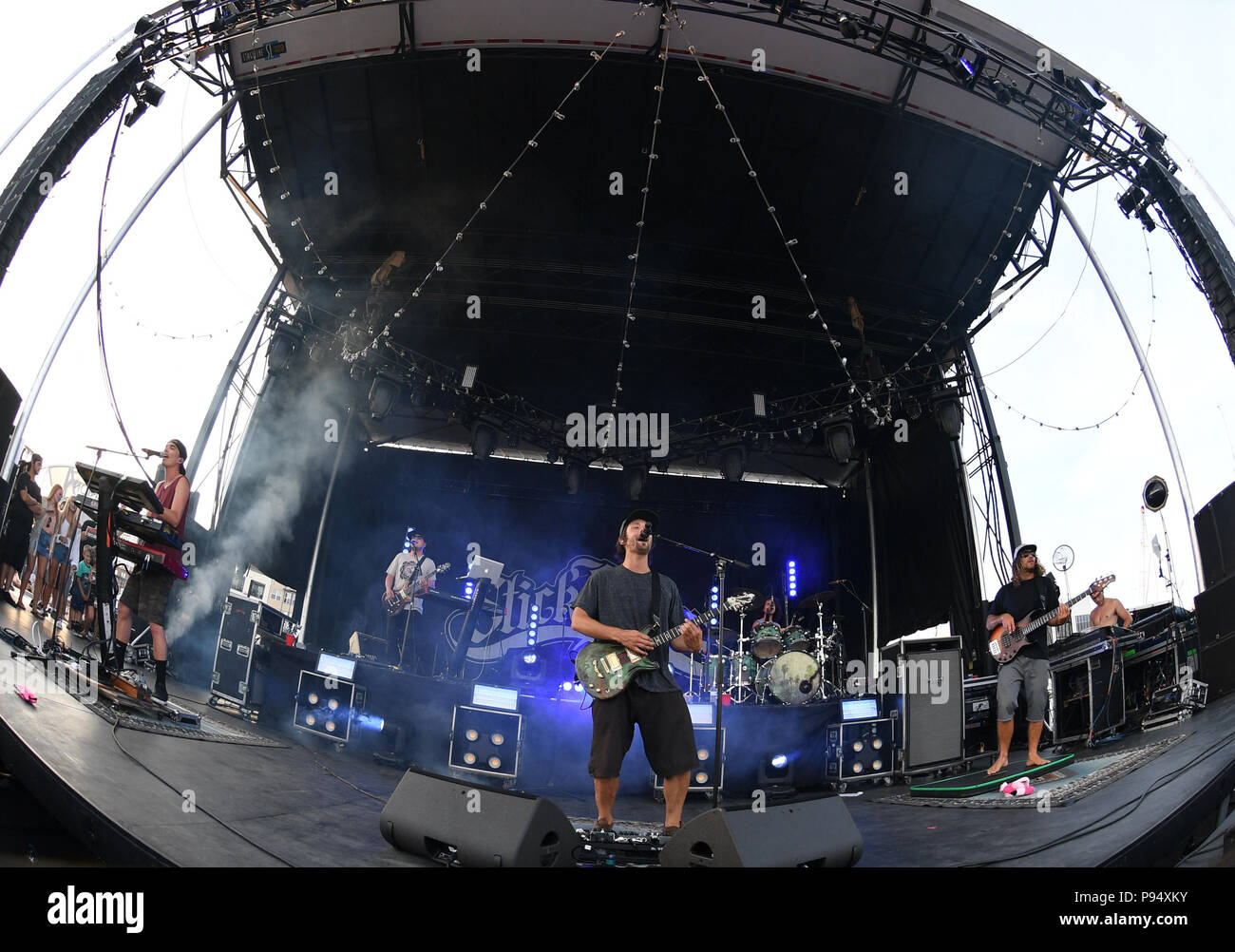 Portsmouth, VIRGINIA, USA. 13th July, 2018. STICK FIGURE brings some American reggae and dub to THE Union Bank and Trust Pavillion in PORTSMOUTH, VIRGINIA on 13 JULY 2018. © Jeff Moore 2018 Credit: Jeff Moore/ZUMA Wire/Alamy Live News Stock Photo