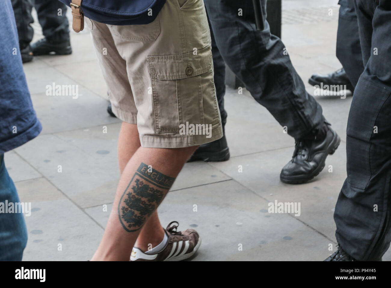 London UK 14th July 2018 'Free Tommy' (Robinson) clash with police in central London. Credit: Thabo Jaiyesimi/Alamy Live News Stock Photo
