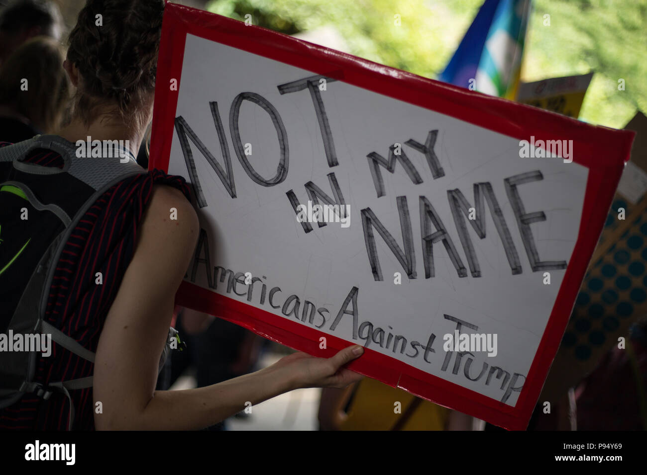 Edinburgh, Scotland, on 14 July 2018. 'Carnival of Resistance' anti-Trump rally, coinciding with the visit of President Donald Trump, and his wife Melania, to Scotland on a golfing weekend. The rally, which was attended by 1,000's of people protesting the policies of President Trump and his visit to the United Kingdom, made its way from the Scottish Parliament through the streets of the city. Credit: jeremy sutton-hibbert/Alamy Live News Stock Photo