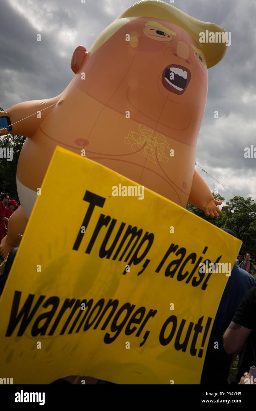 Edinburgh, Scotland, 14 July 2018. Carnival of Resistance anti-Trump rally, coinciding with the visit of President Donald Trump to Scotland on a golfing weekend, in Edinburgh, Scotland, on 14 July 2018. Credit: jeremy sutton-hibbert/Alamy Live News Stock Photo