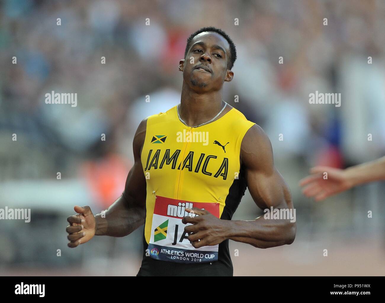 Ronald Levy (JAM) in the mens 110m hurdles. Athletics World Cup. London