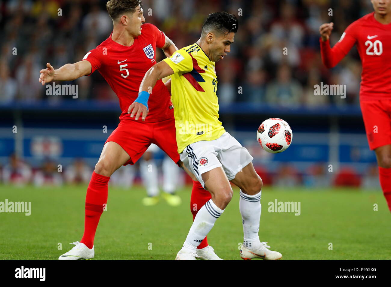 Moscow, Russia. 3rd July, 2018. (L-R) Jordan Henderson (ENG), Radamel Falcao (COL) Football/Soccer : FIFA World Cup Russia 2018 match between Colombia 1-1 England at the Spartak Stadium in Moscow, Russia . Credit: Mutsu KAWAMORI/AFLO/Alamy Live News Stock Photo