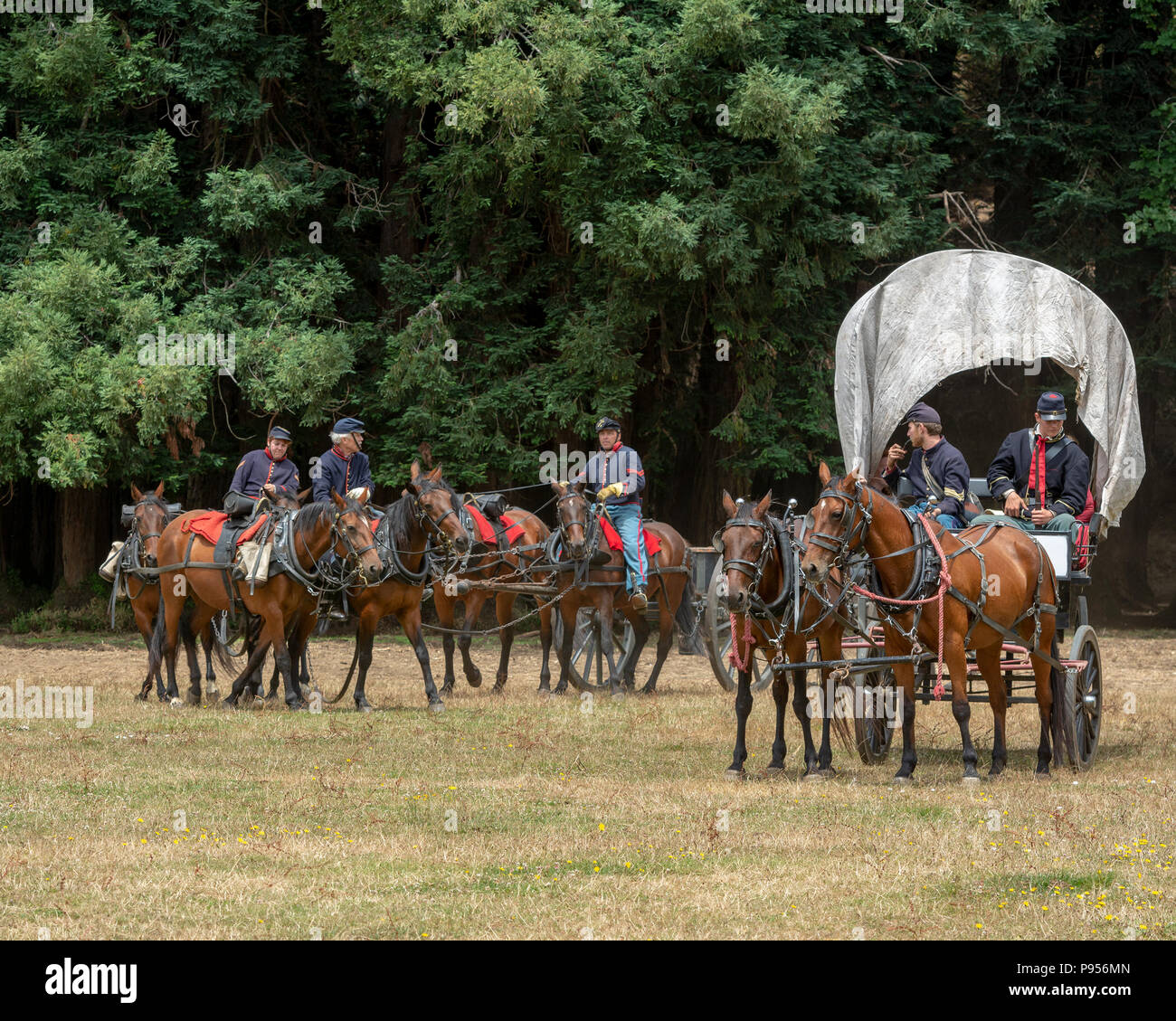 Duncans Mills, California, USA. 14 July 2018.  Union army at reenactement of the US Civil War, Civil War days. This event in Northern CA is one of the largest on the West Coast and happens every year Credit: AlessandraRC/Alamy Live News Stock Photo