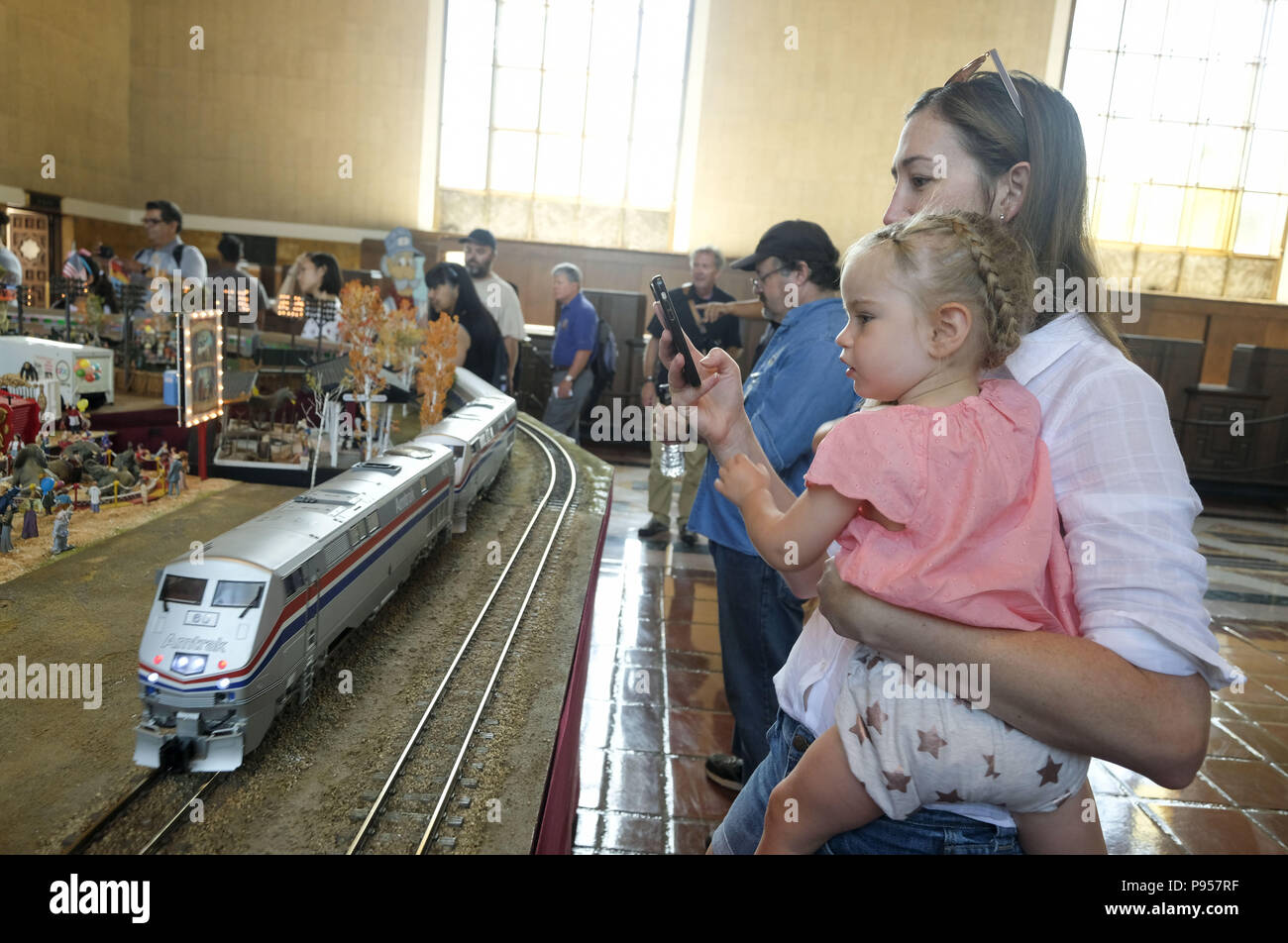 Train Ride Second Los Angeles, California, USA. 14th July, 2018. People visit the 2nd ...