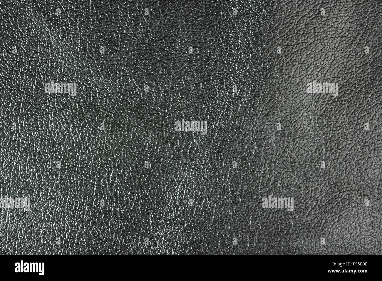 Black leather texture. Horizontal, close up Stock Photo