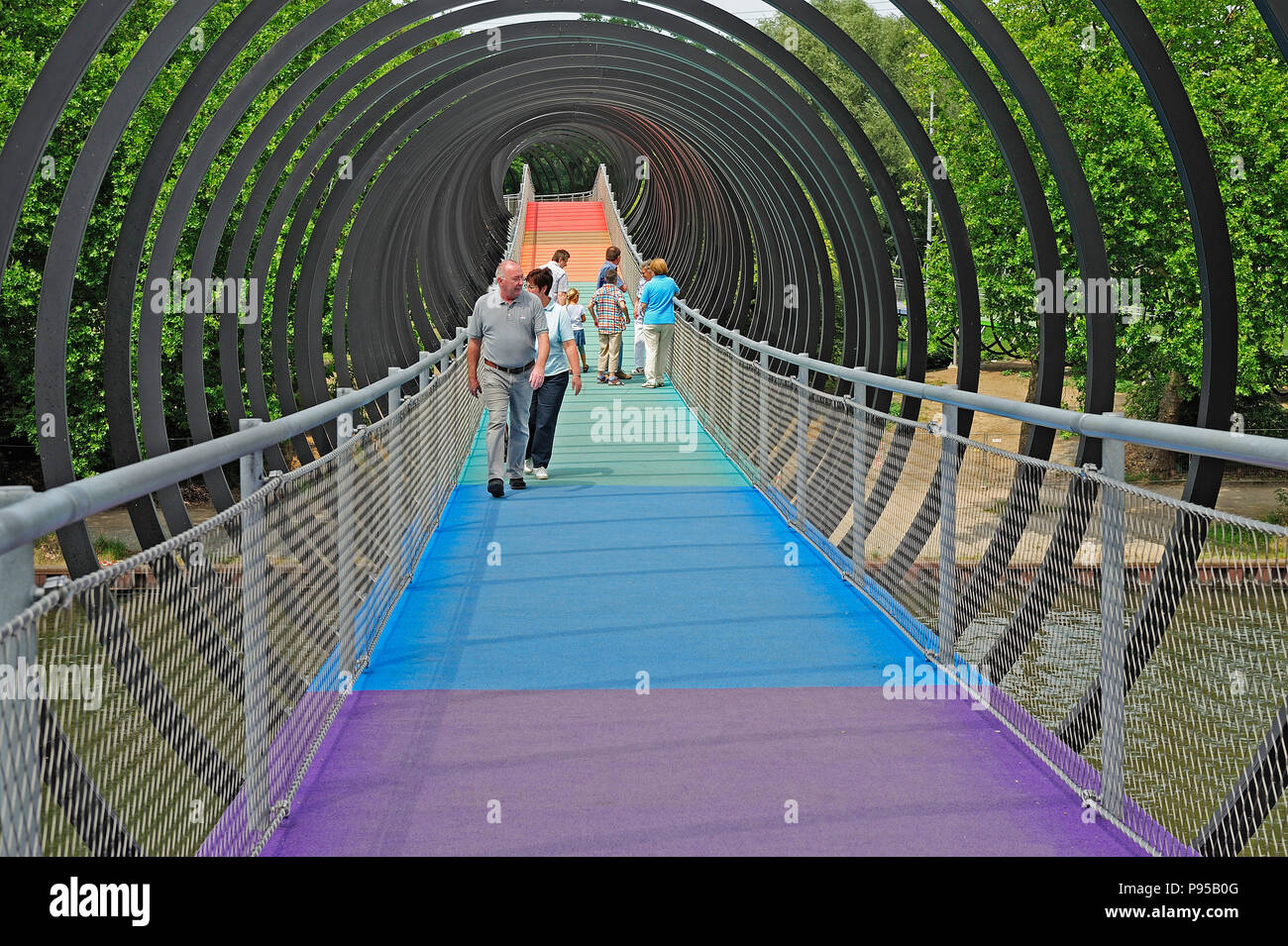 Germany, North Rhine-Westphalia - Rehberger Bridge Slinky Springs to Fame in Oberhausen Stock Photo
