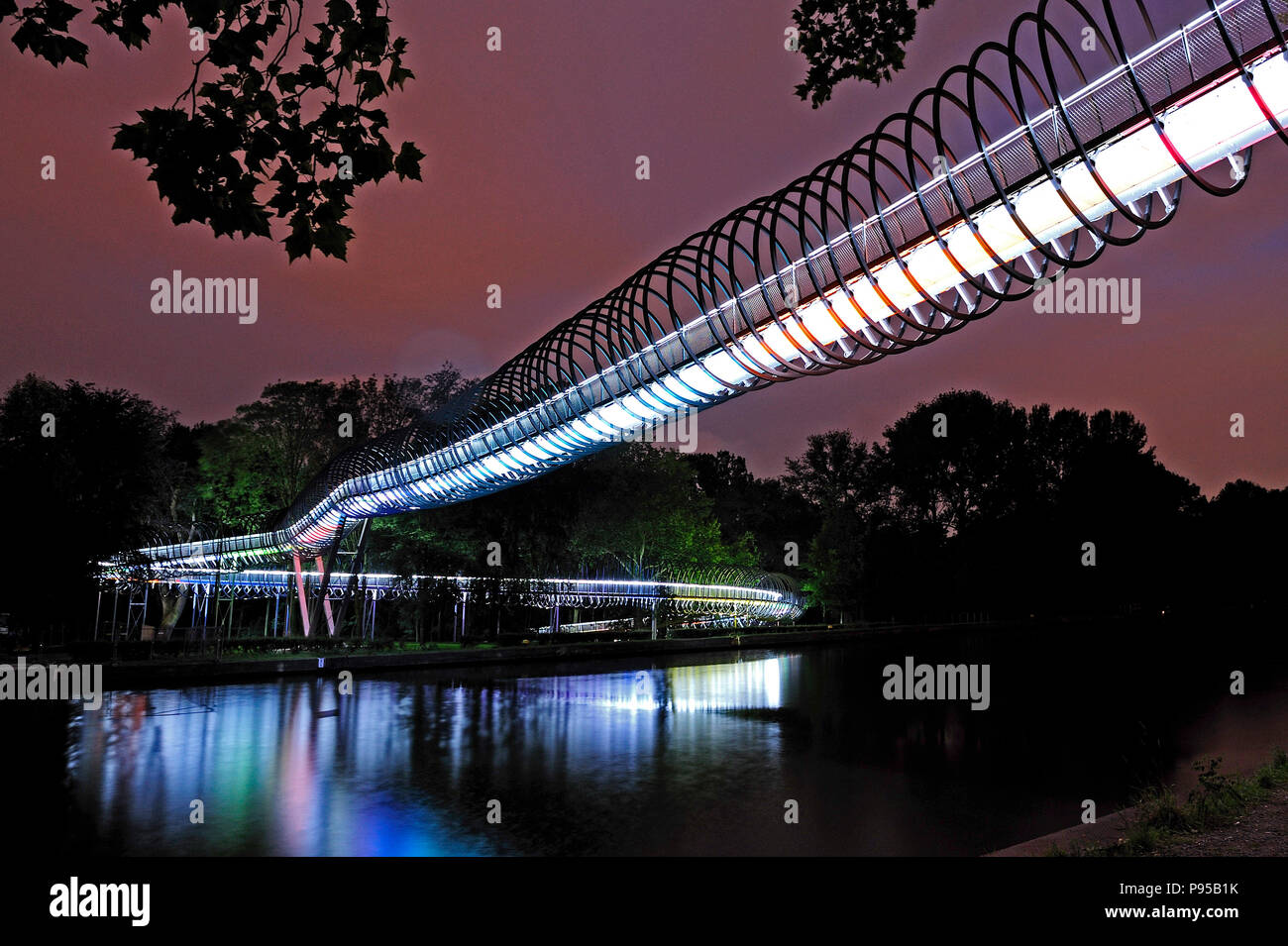 Germany, North Rhine-Westphalia - Rehberger Bridge Slinky Springs to Fame in Oberhausen Stock Photo
