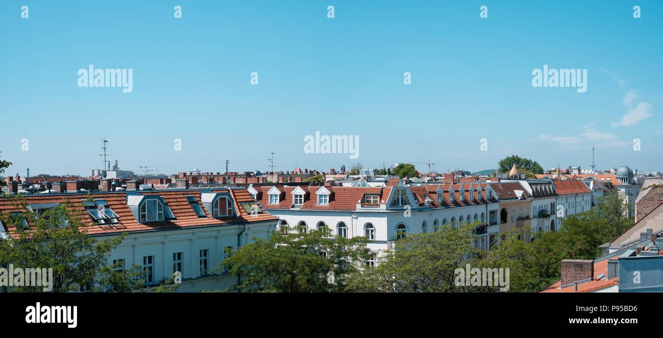 Panoramic view over Berlin City skyline - rooftops above Berlin Stock