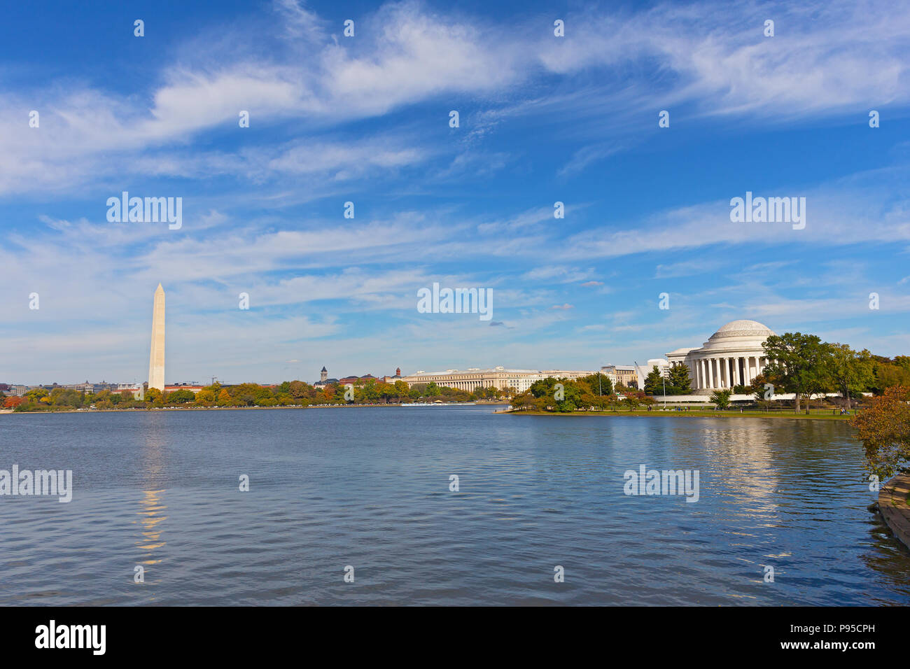 Fall Dc Monuments Washington DC panorama in autumn with Thomas Jefferson Memorial and ...