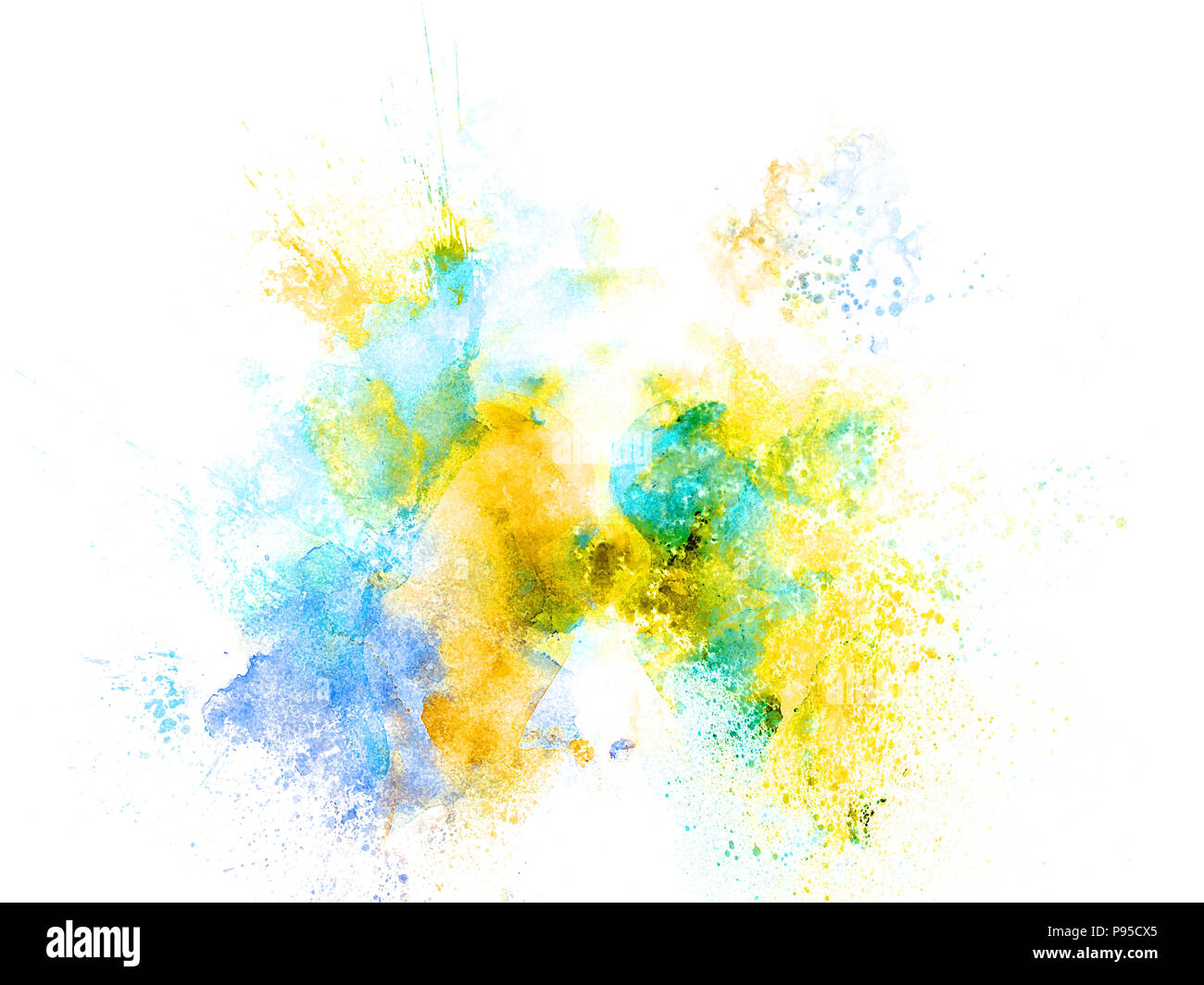 abstract watercolor colorful stains paint splatter brushes