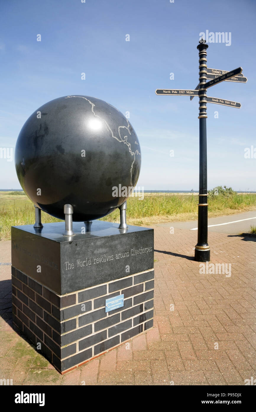 Meridian Point at the line of the Greenwich Meridian zero longitude, Cleethorpes, Lincolnshire