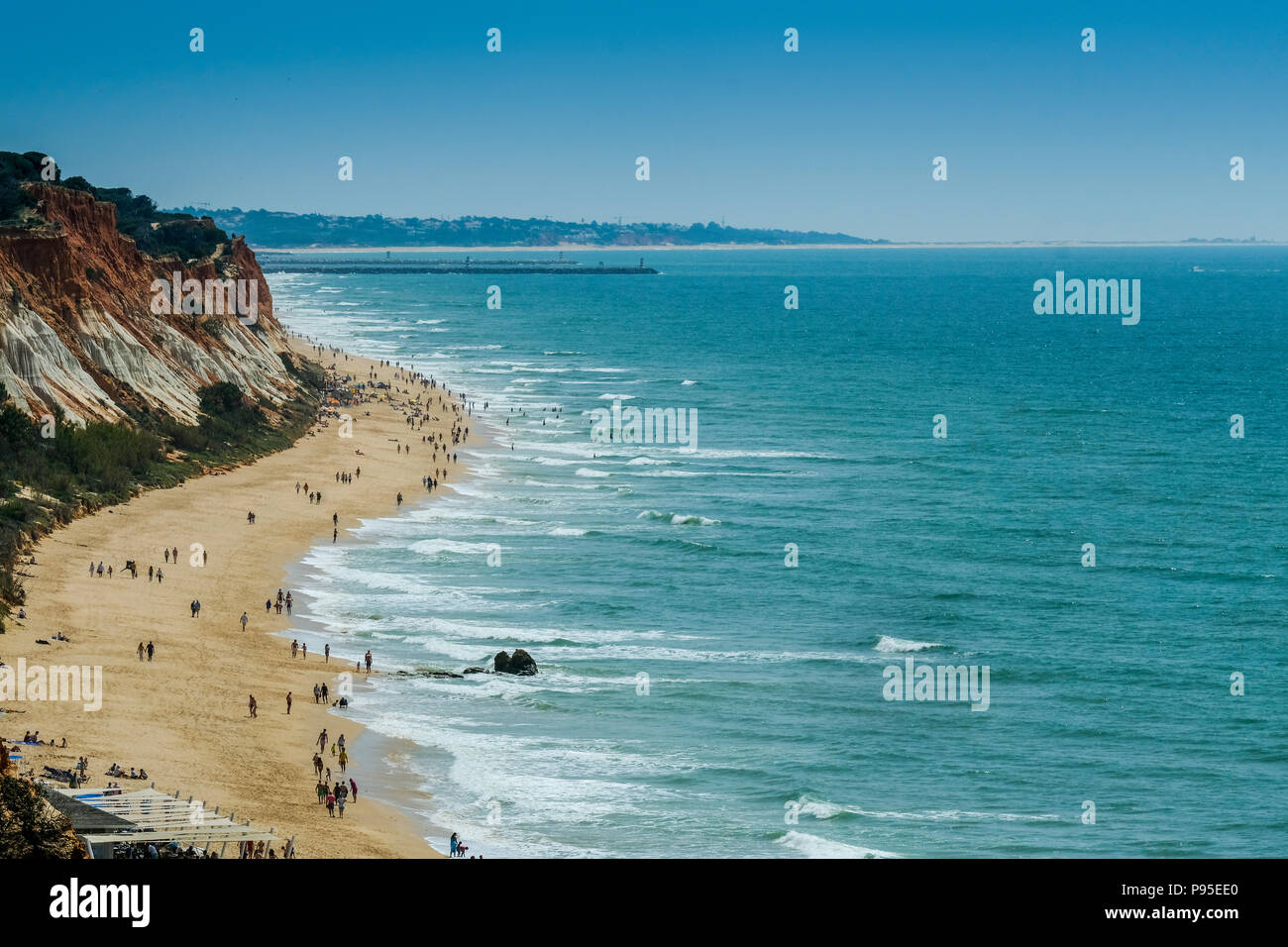 Landscape View of the Beach in Albufeira Portugal Europe on a sunny day Stock Photo