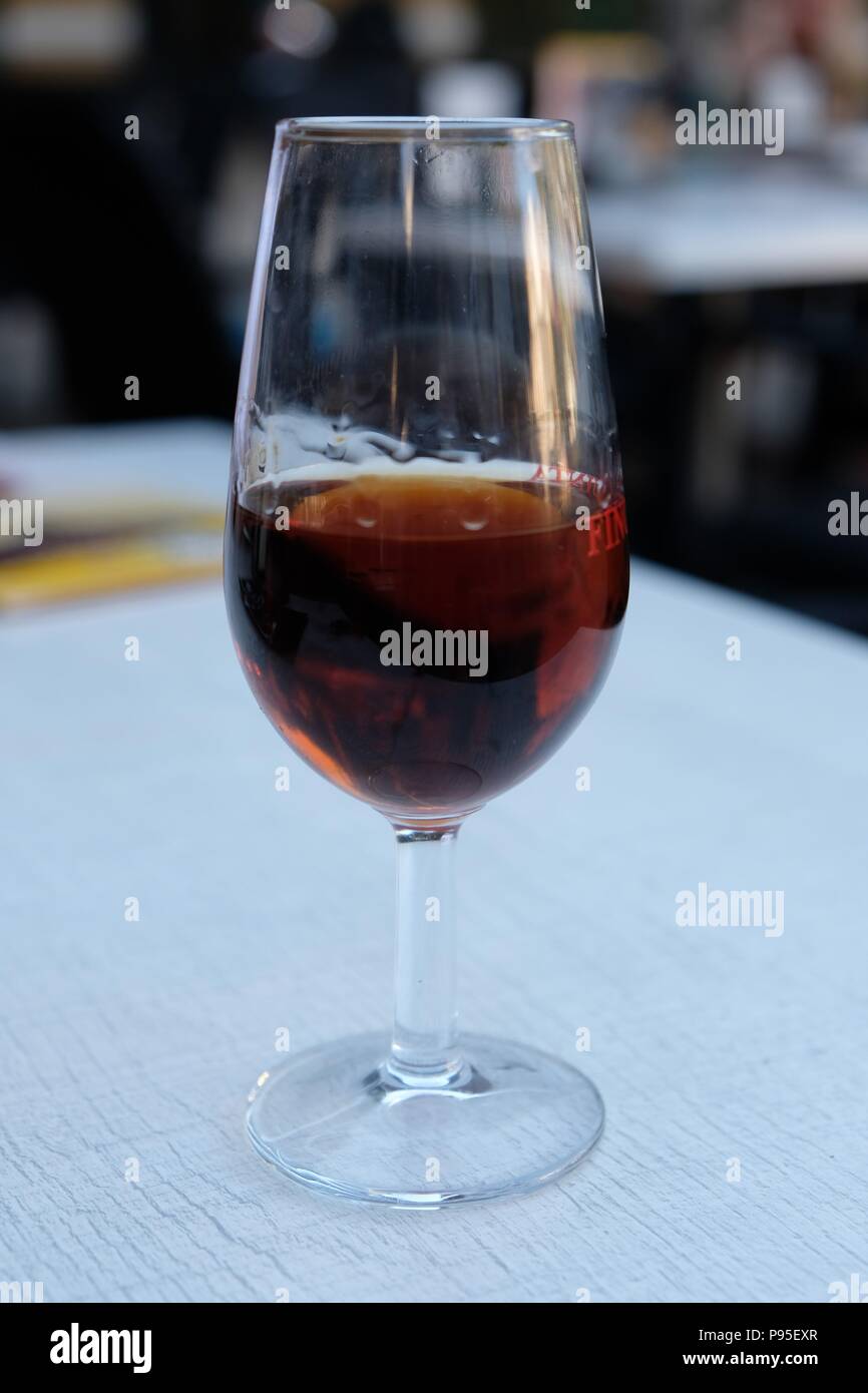Glass of Spanish sweet wine Stock Photo