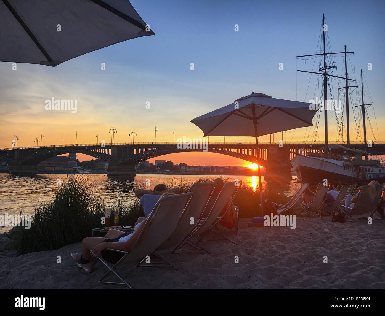 The Rheinstrand, a beach at river Rhine in the district of Kastel in