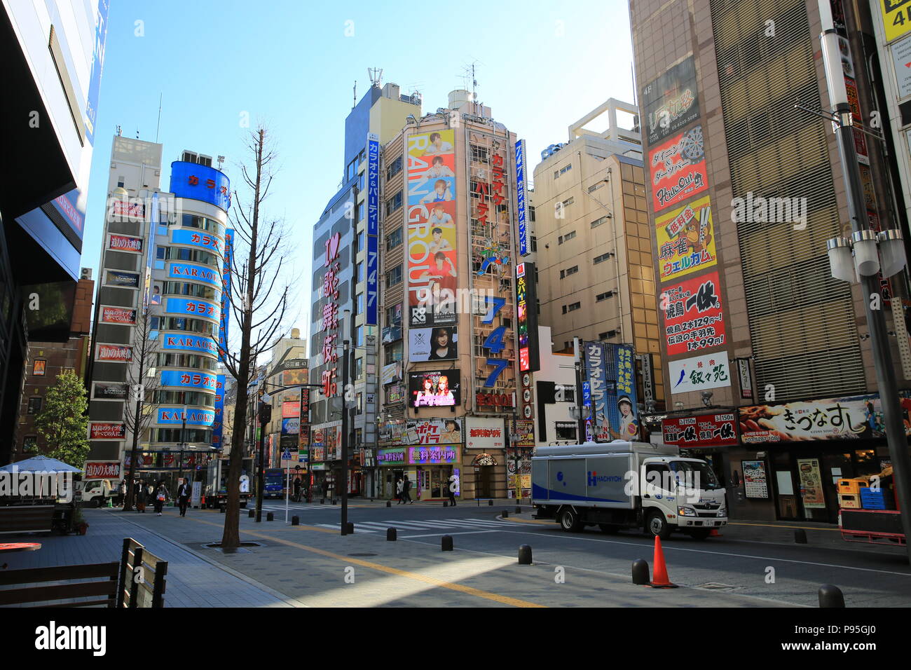 Tokyo/Japan - January 15 2018: street view in kabukicho area in tokyo. kabukicho is an entertainment and red-light district in Shinjuku, Tokyo Stock Photo