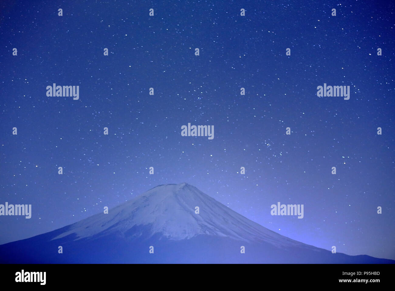 mountain fuji in the starry night Stock Photo
