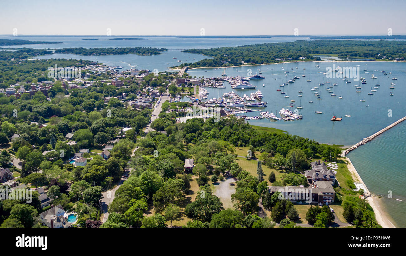 Aerial Photo of Sag Harbor, NY Stock Photo