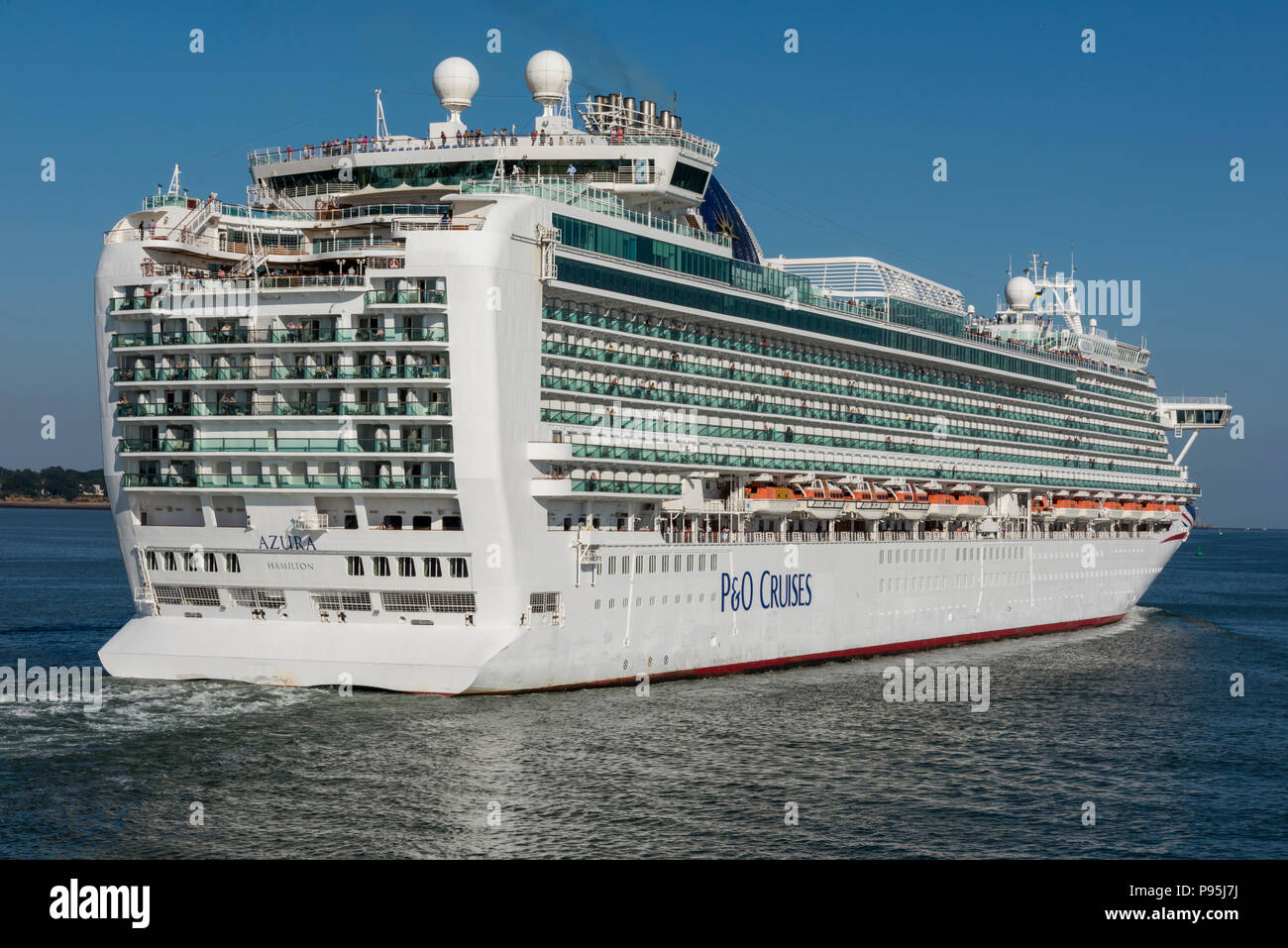 P And O Ocean Cruise Ship Or Liner Azura Leaving The Port Of Southampton England Uk Stock Photo Alamy