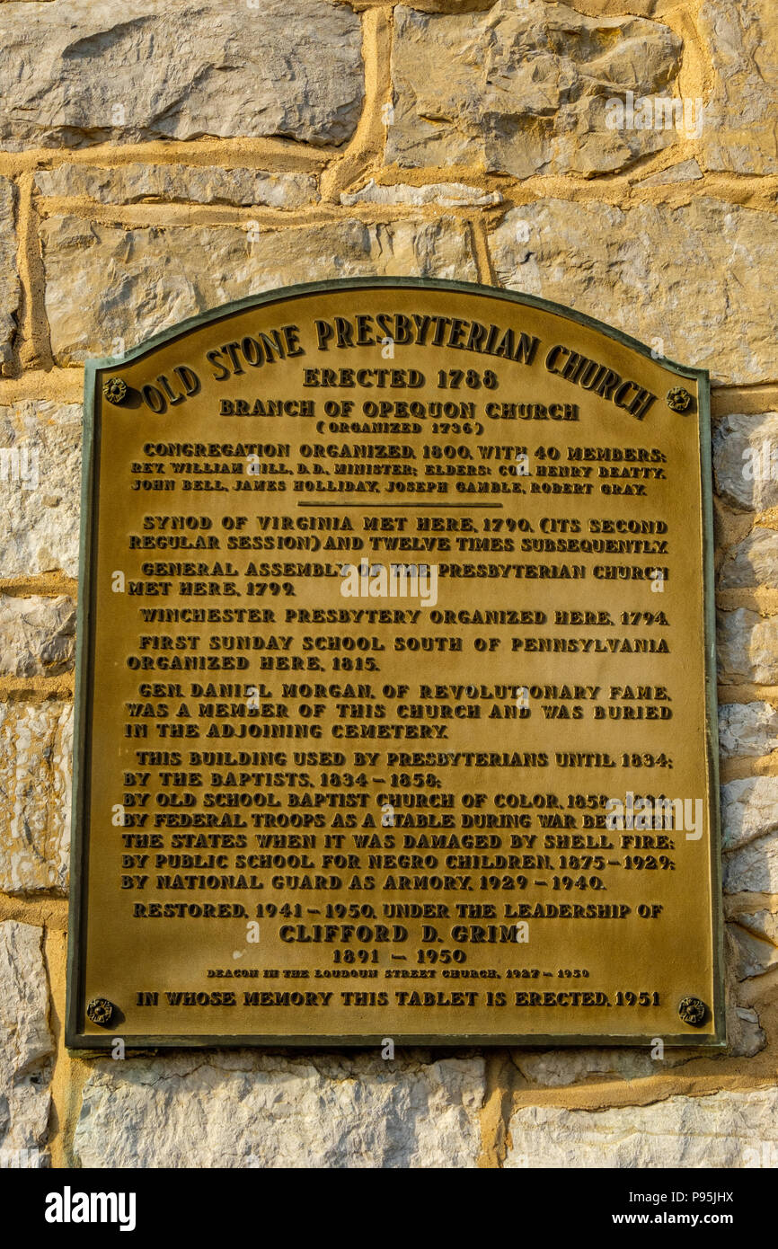 Old Stone Presbyterian Church, 304 East Piccadilly Street, Winchester