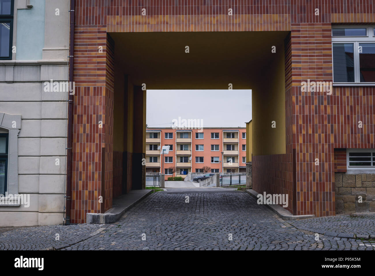 Gate of District Court in Vsetin city in Zlin Region, Moravia in Czech