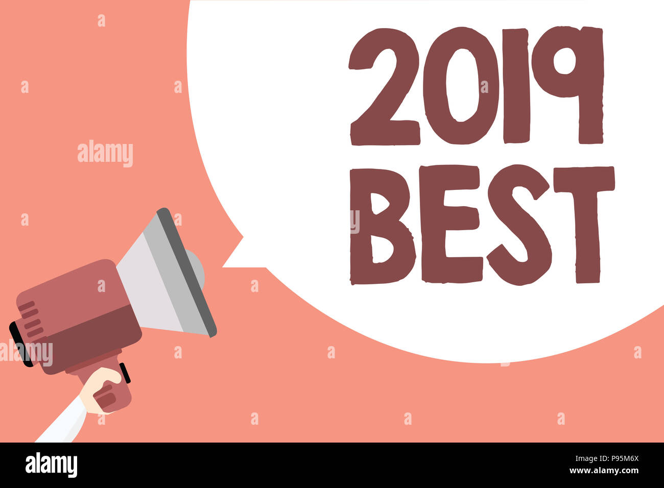 Handwriting text 2019 Best. Concept meaning Highest quality done in all fields preparing for the next year Megaphone loudspeaker loud screaming scream Stock Photo