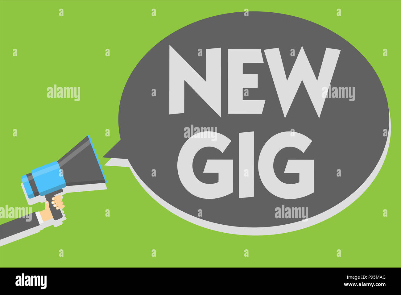 Handwriting Text Writing New Gig Concept Meaning Getting Job Attending Live Concert Gigabyte Freelancer Offer Man Holding Megaphone Loudspeaker Speec Stock Photo Alamy
