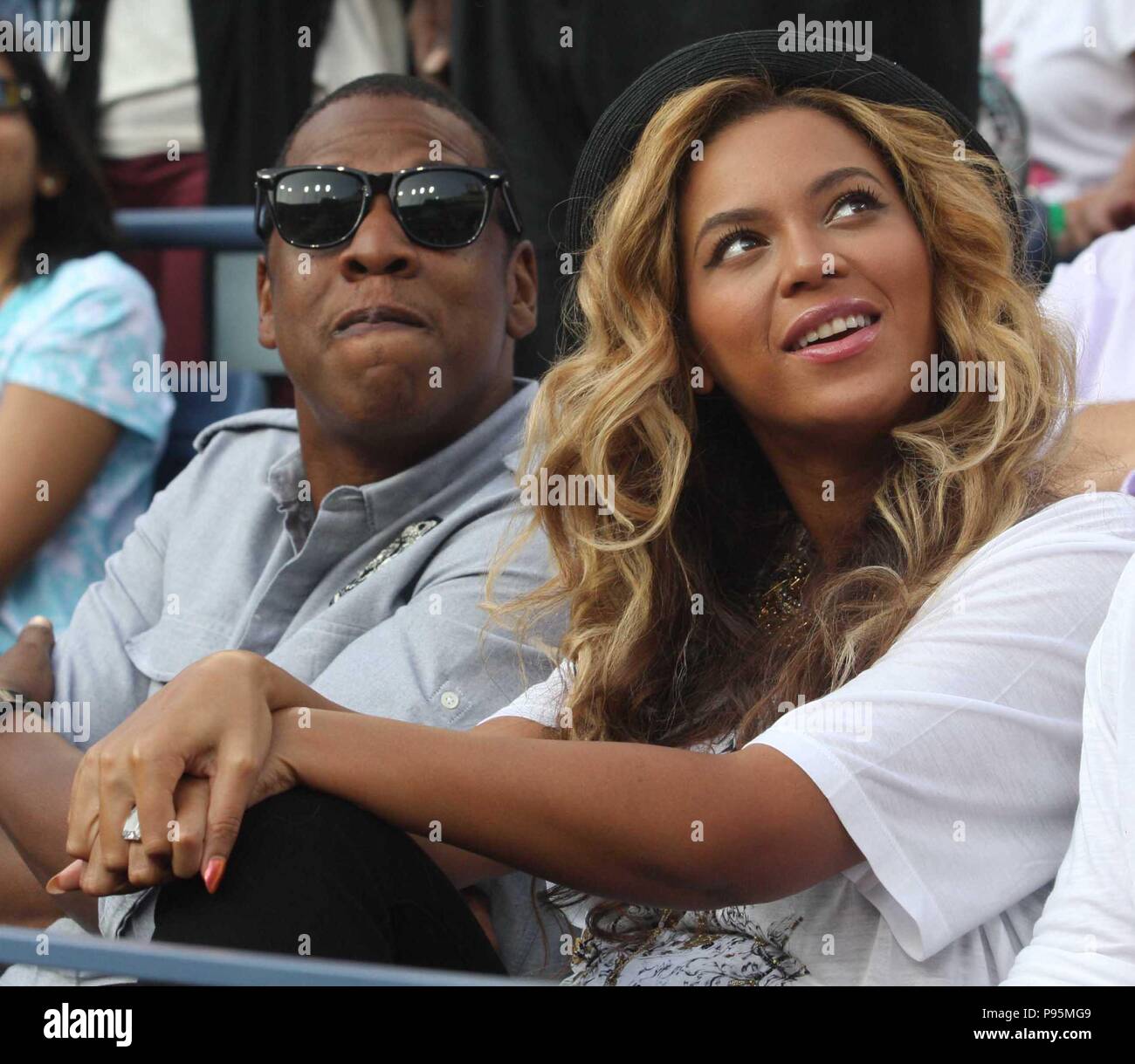BEYONCE, JAY Z at Men's Final at US Open Tennis in Queens 9-12-2011 ...