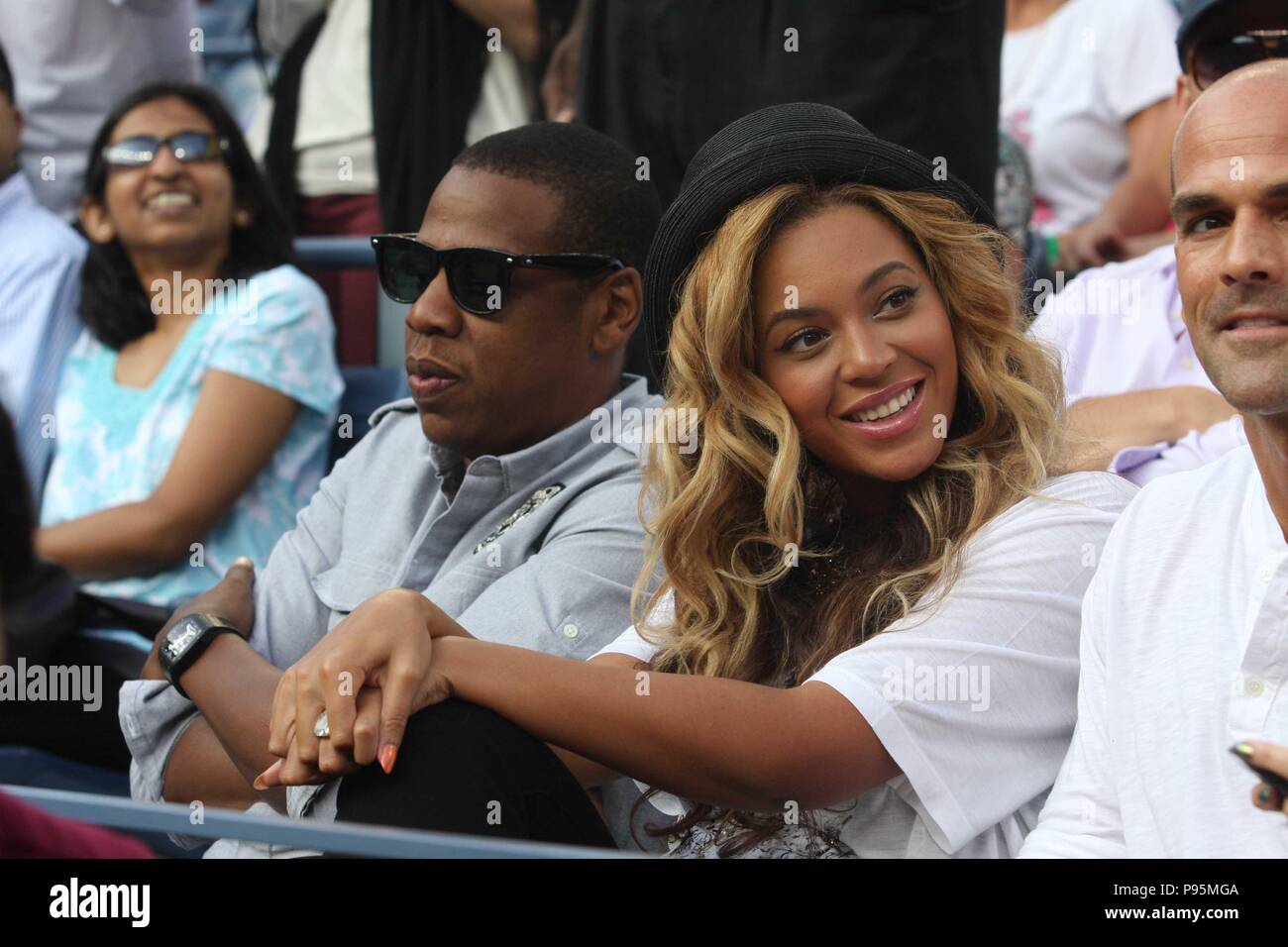 BEYONCE, JAY Z at Men's Final at US Open Tennis in Queens 9-12-2011 ...