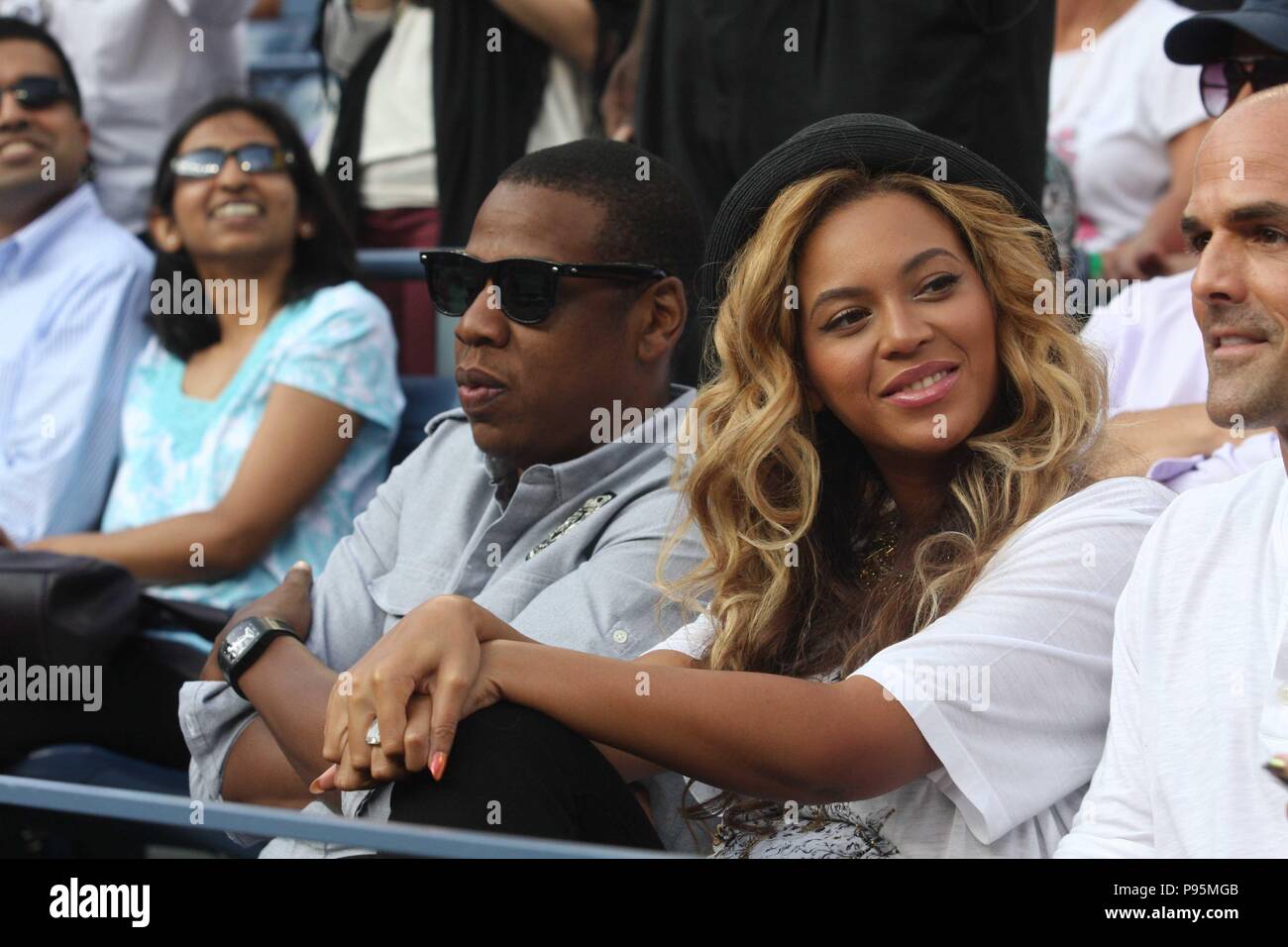 BEYONCE, JAY Z at Men's Final at US Open Tennis in Queens 9-12-2011 ...