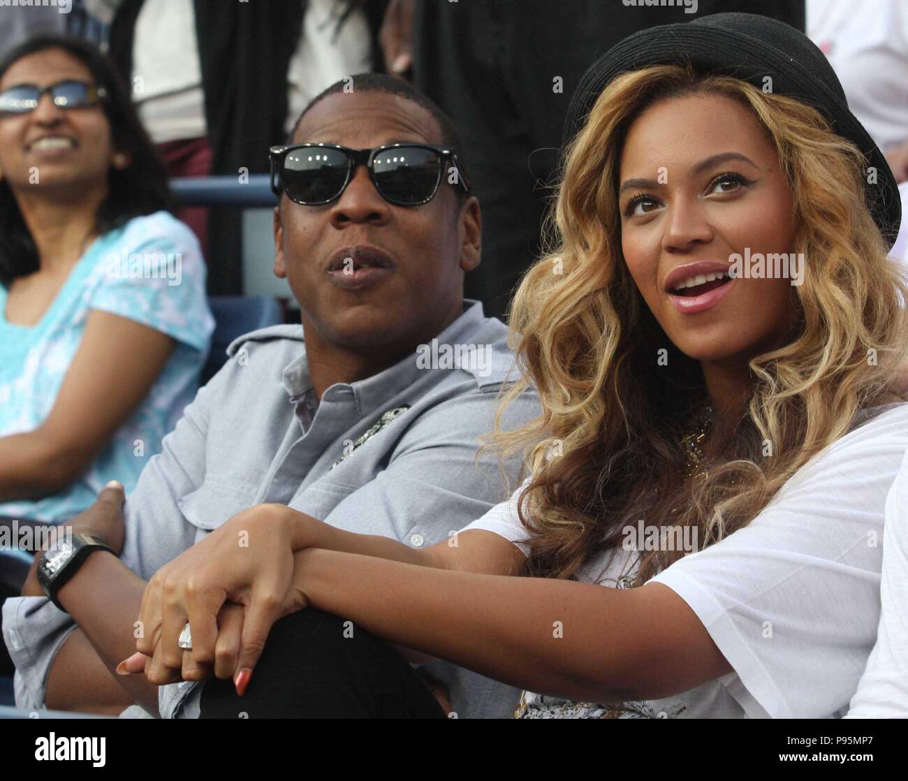 BEYONCE, JAY Z at Men's Final at US Open Tennis in Queens 9-12-2011 ...