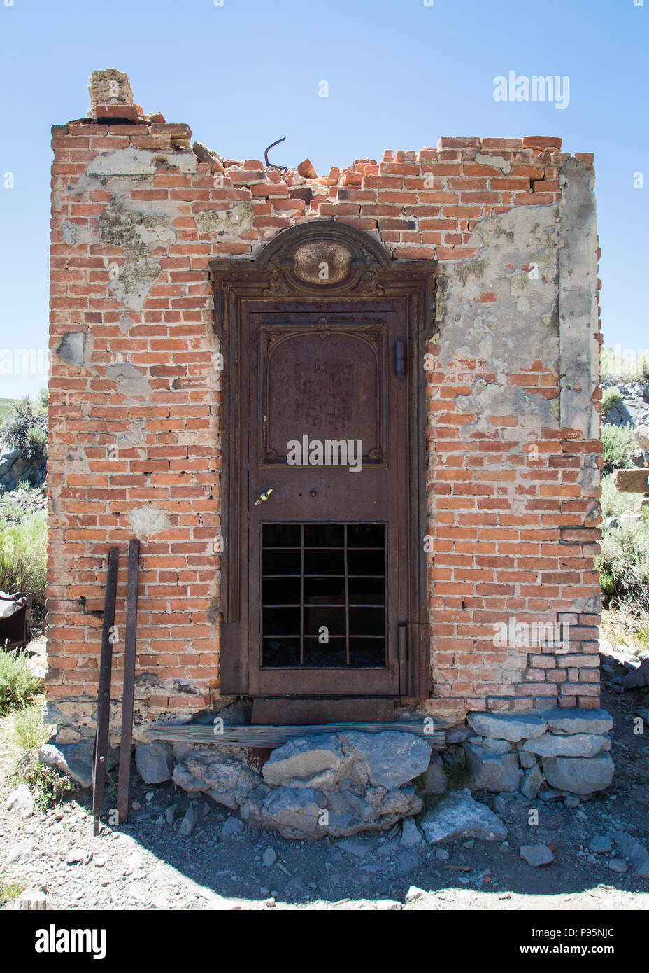 The Remaining Brick Vault Of The Old Bank Of The Old West Town Of