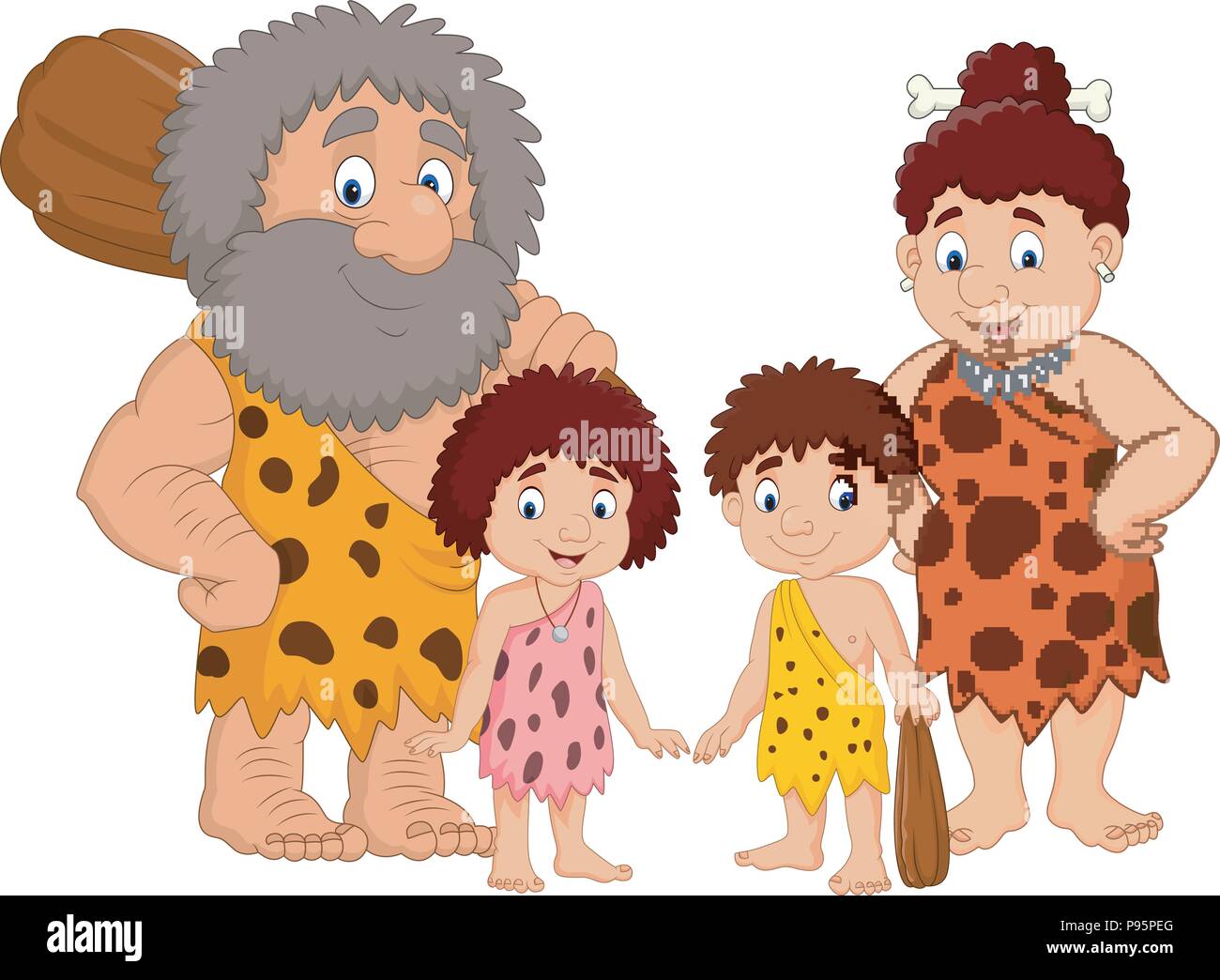 Cartoon Caveman Family Isolate On White Background Stock Vector Image Art Alamy