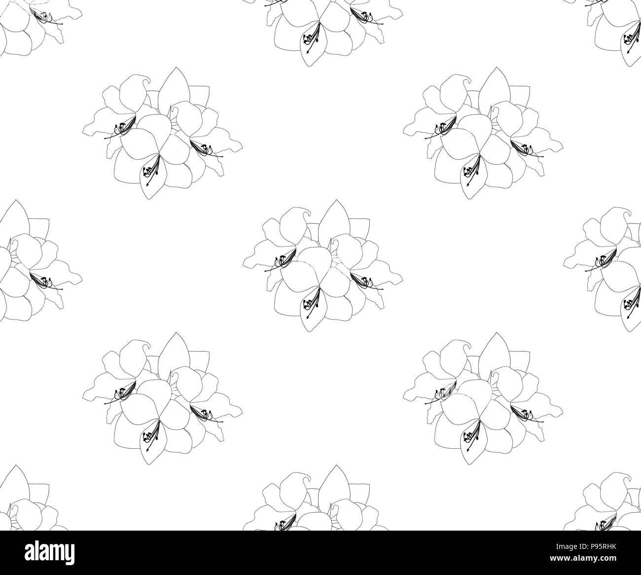 Amaryllis Seamless on White Background. Christmas Day. Vector Illustration. Stock Vector