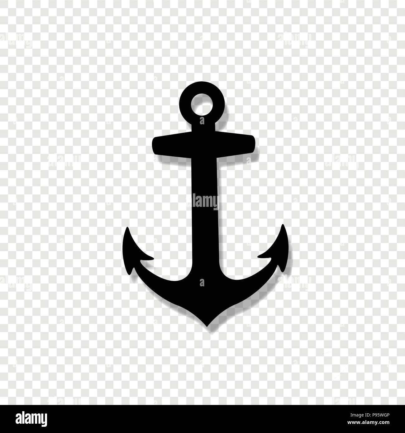Vector black silhouette illustration of anchor armature icon isolated on transparent background. Stock Vector