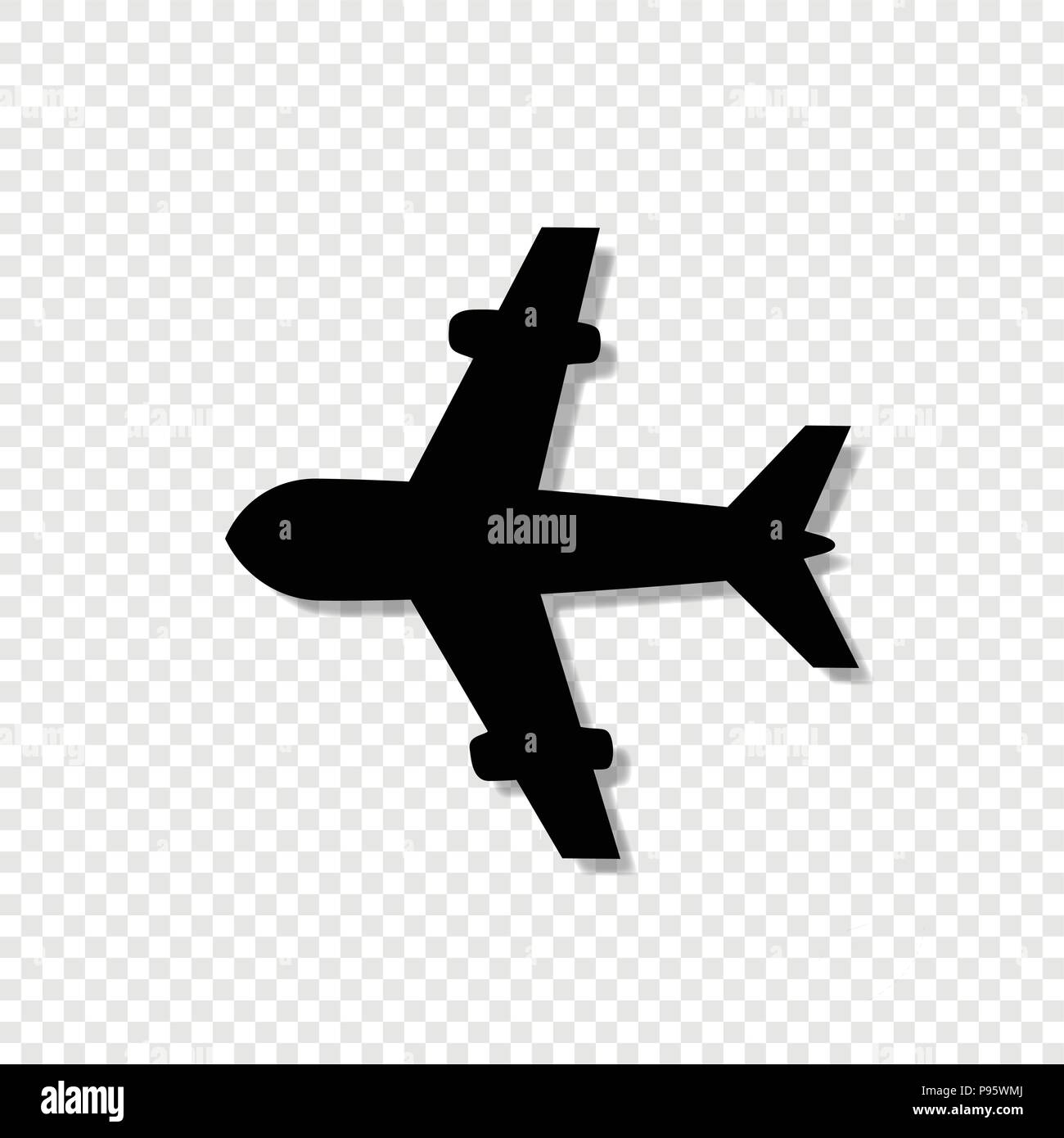 Vector black silhouette illustration of airplane icon isolated on ...