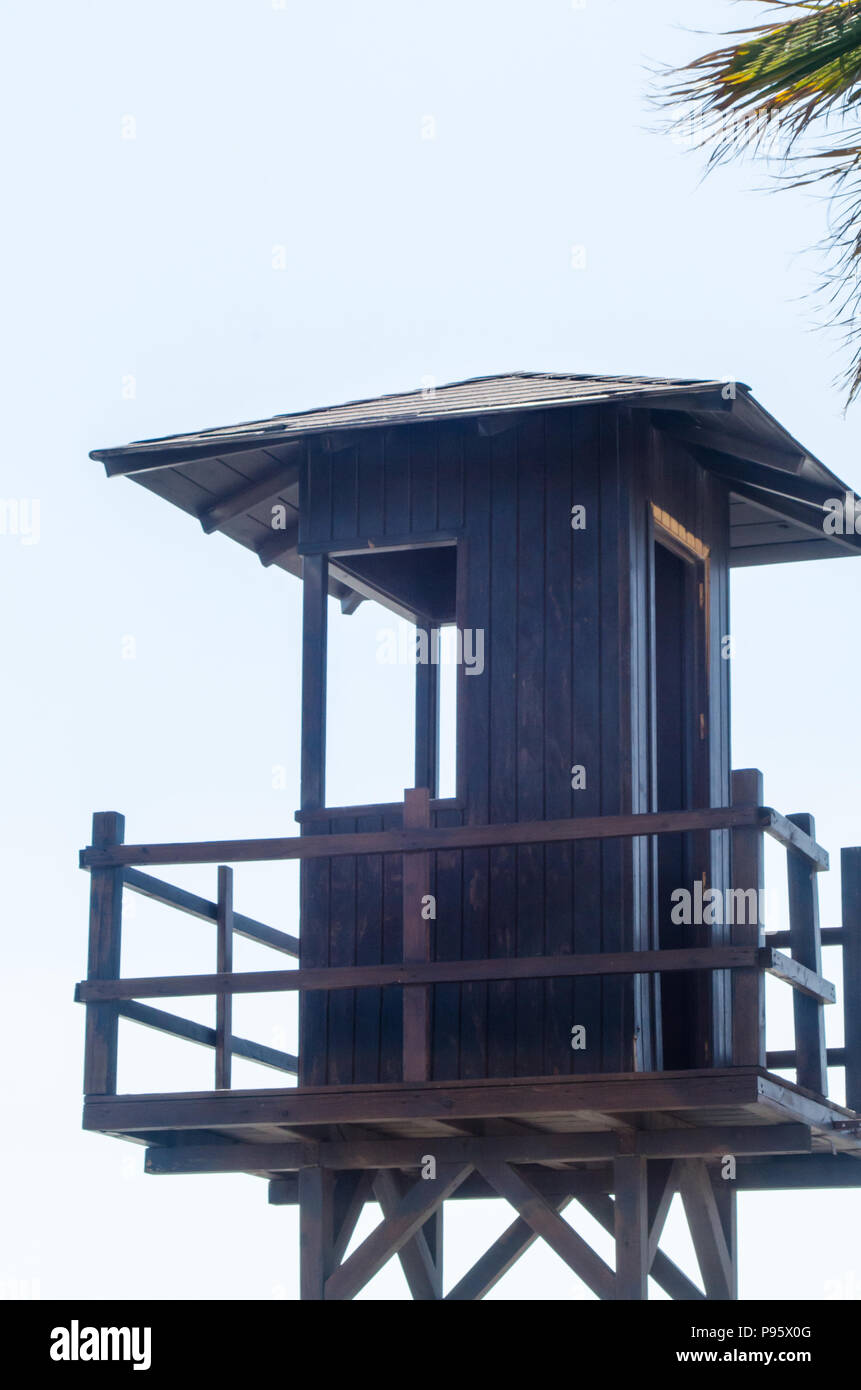 rescue hut on a sandy beach, safe relax by the ocean, a beautiful sunny ...