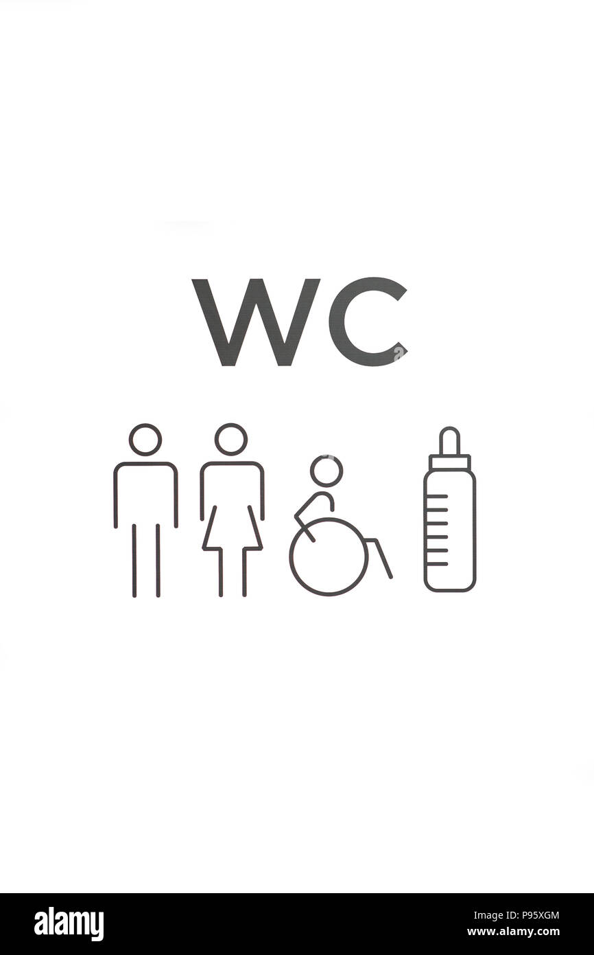 WC sign. Sign or designation of the toilet. Illustration. Stock Photo