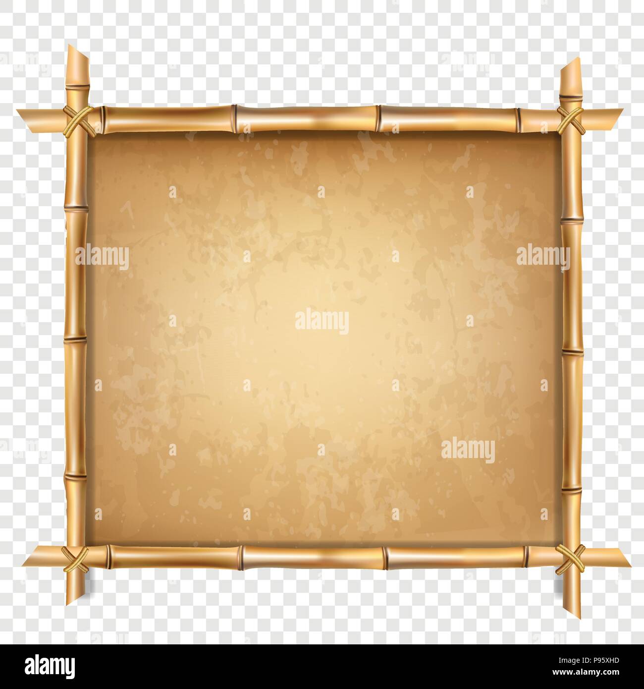 Vector illustration of brown bamboo stick border isolated on transparent  background. Art design blank mockup template. Rope, paper, canvas. Abstract  c Stock Vector Image & Art - Alamy