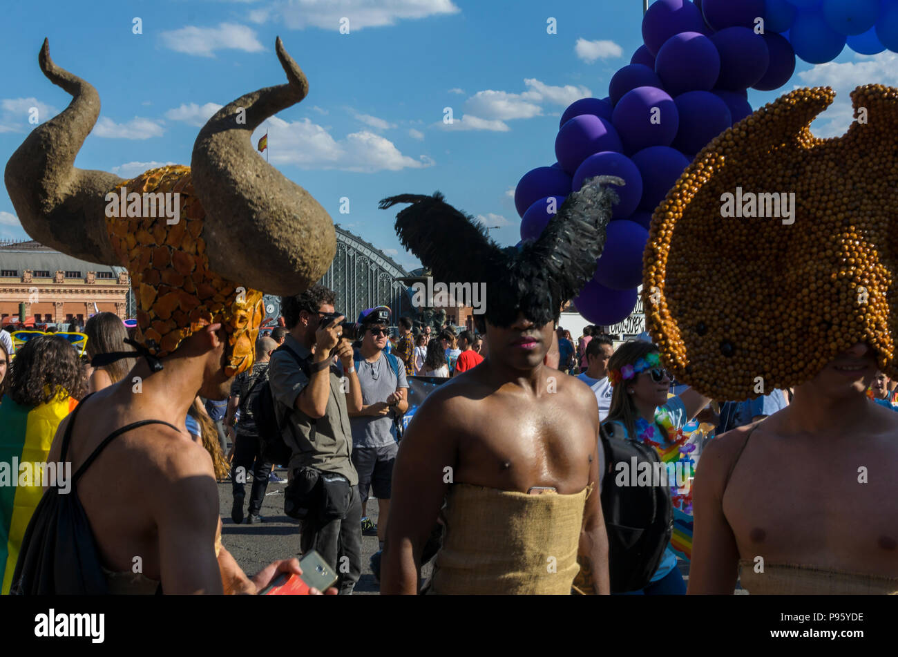 Madrid, Spain, 7 th July 2018. Gay pride parade with participants in