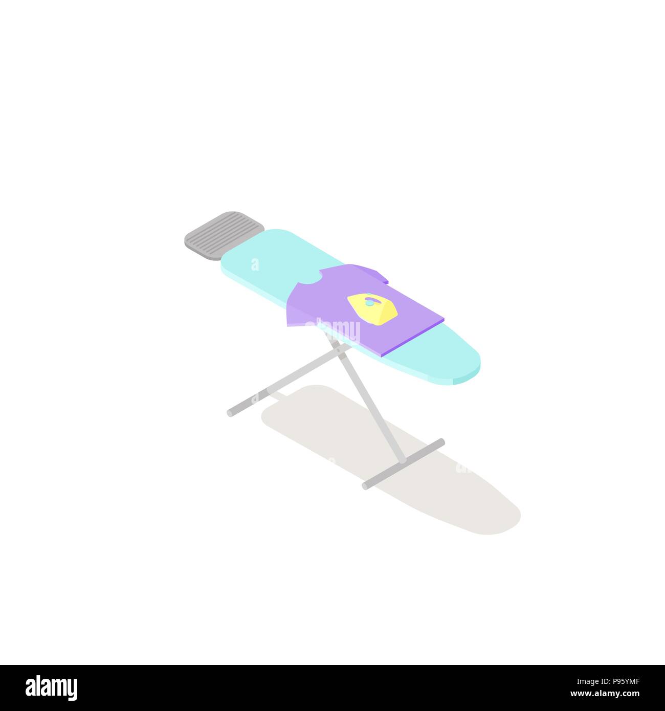 Low poly isometric ironing board. Realistic icon. Isolated laundry object. Stock Vector